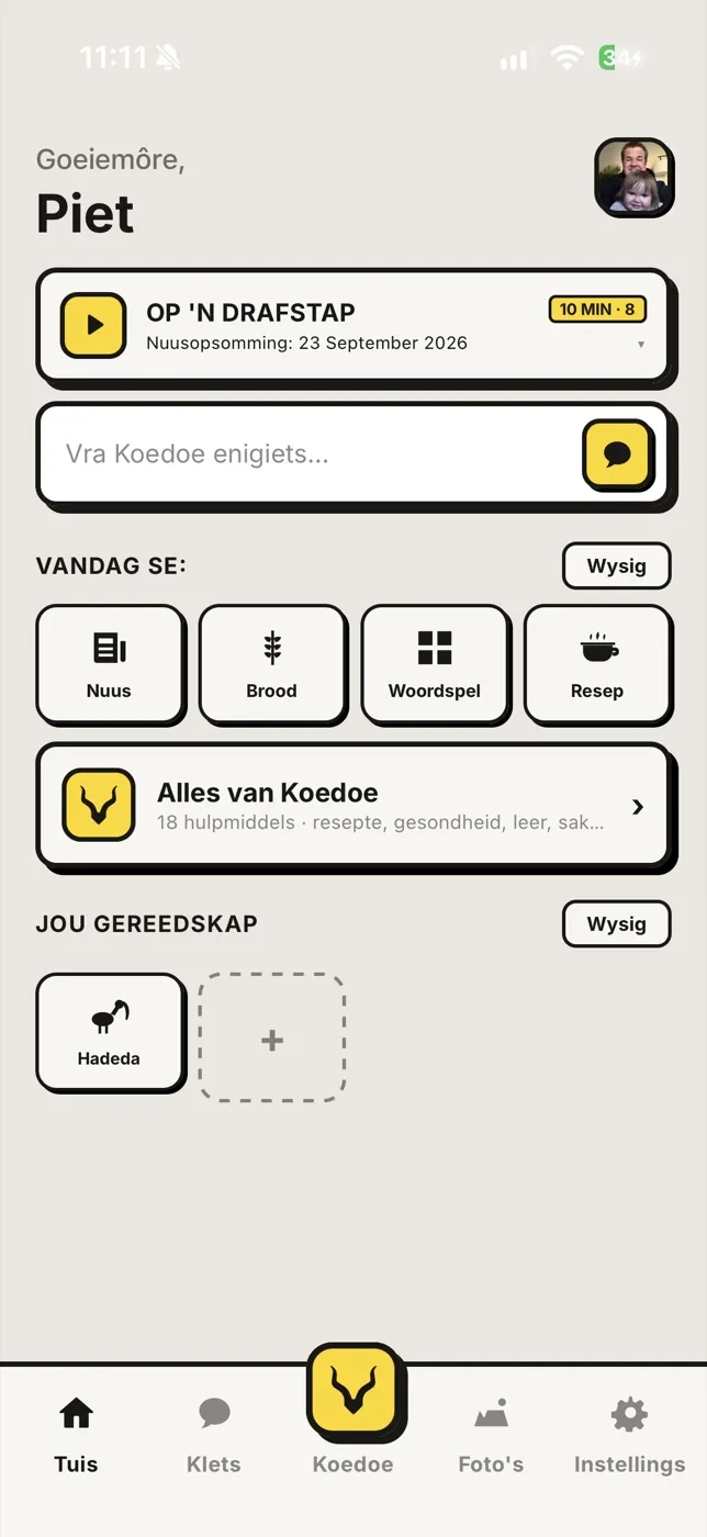 Koedoe se tuisskerm met Op 'n Drafstap